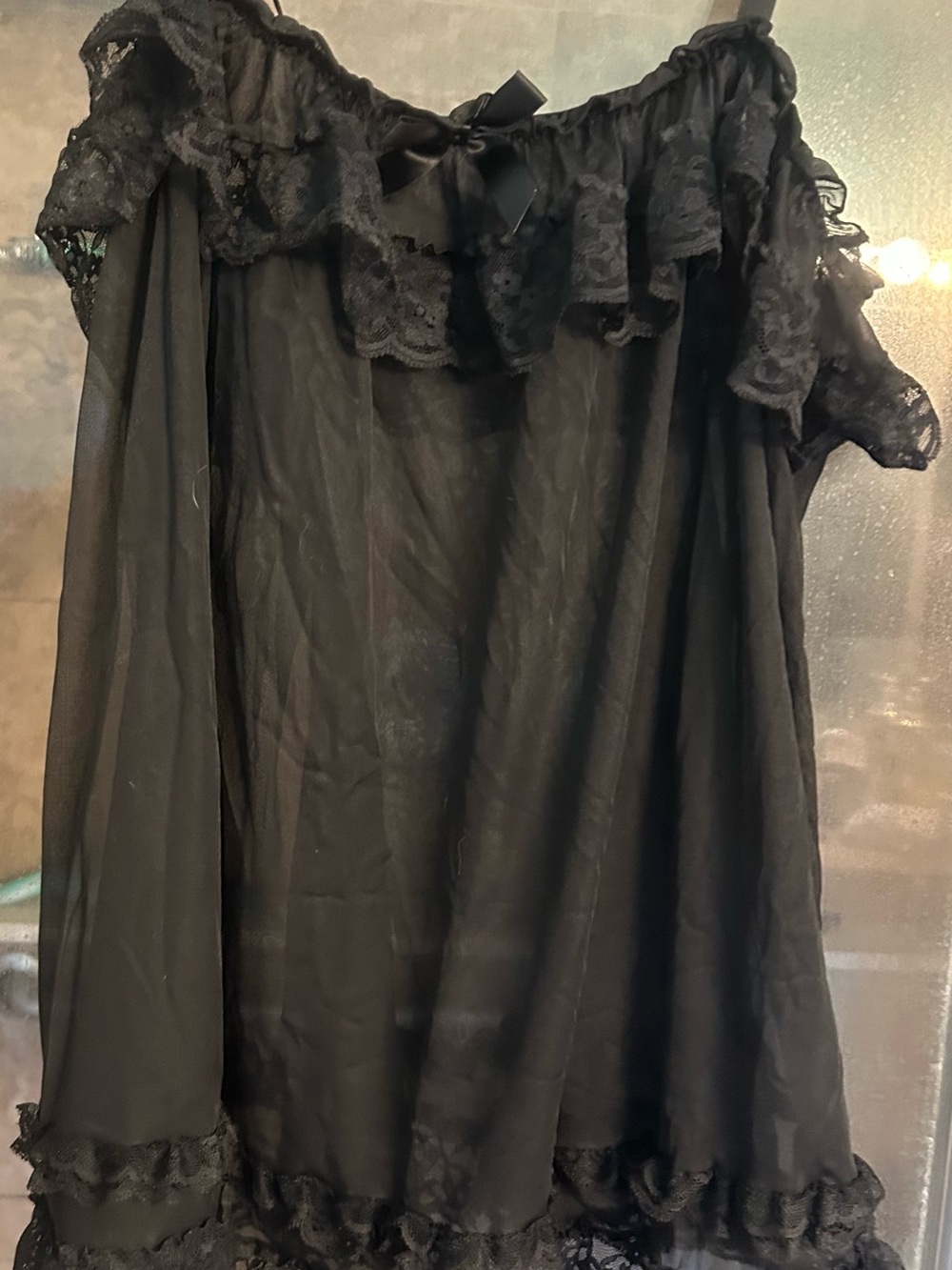 Victoria's Secret Black Sheer Lace Top